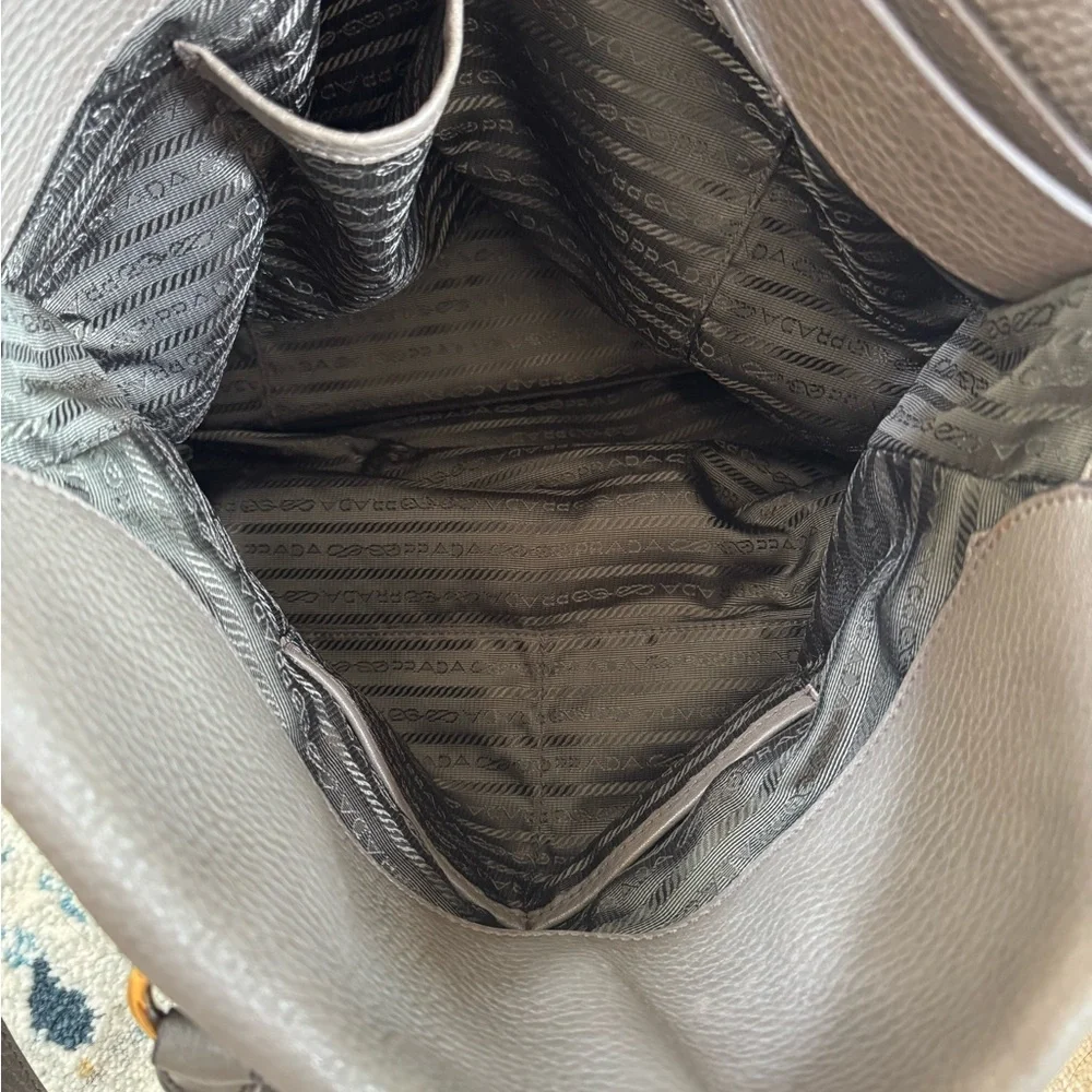 Prada Dark Gray Leather Tote Bag - Picture 9 of 16